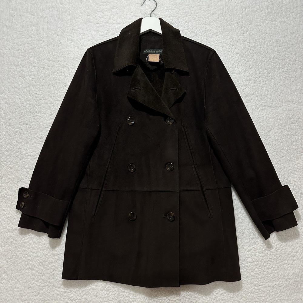 Harve Benard Holtzman Women's Brown Soft Suede Double Breasted Peacoat Sz M, L?